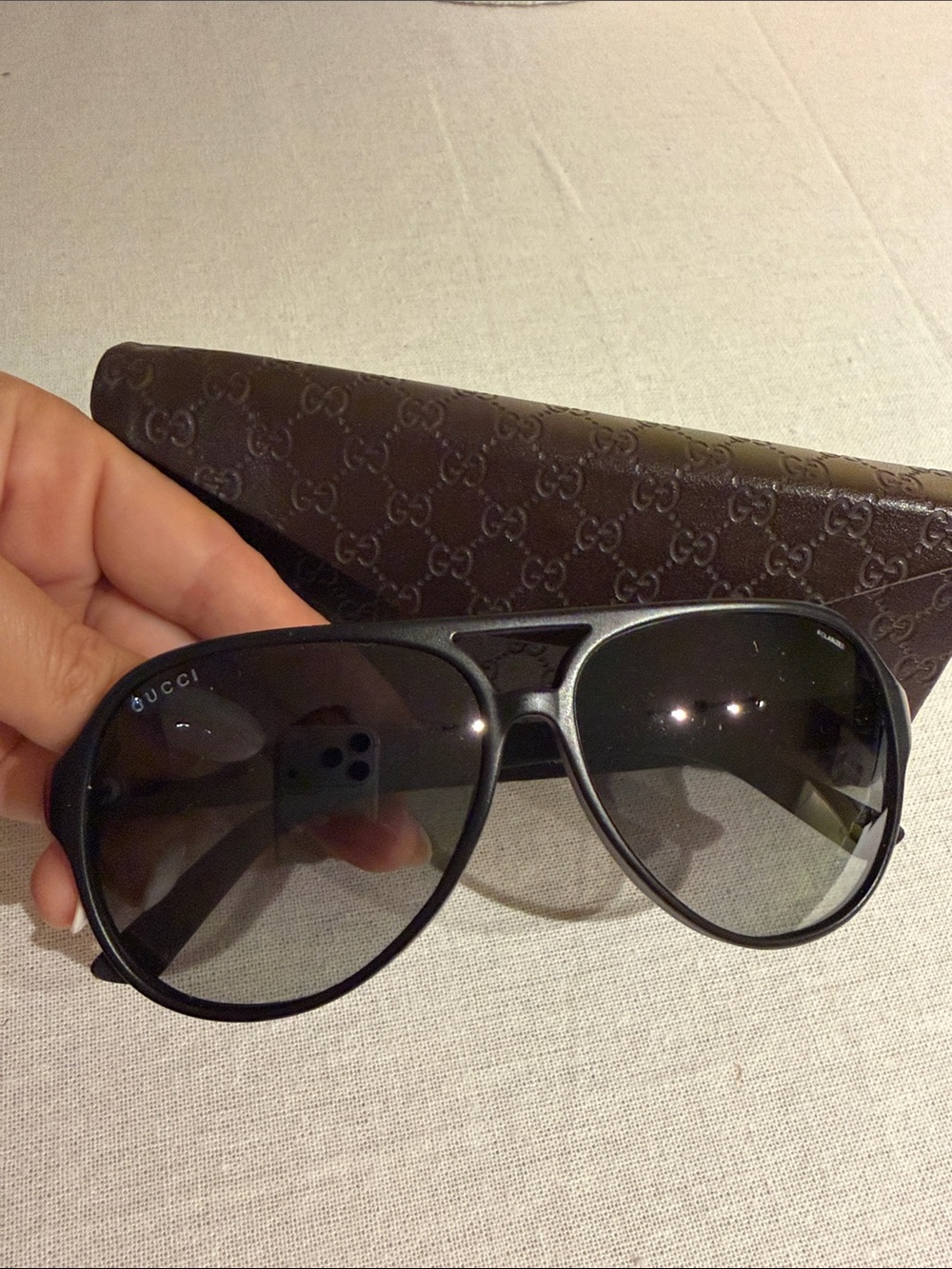 Gucci Unisex Black Aviator Sunglasses with Smoke Lenses